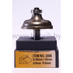 Концевая фреза Глобус 2006 R6, D40, H16... .d8 Концевая фреза Глобус 2006 R6, D40, H16... .d8