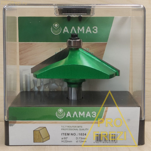 Концевая фреза Алмаз 1024 D73 h22 d12 60o  РФ