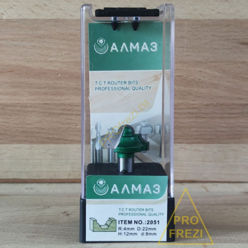 2051. Концевая фреза АЛМАЗ 2051 R4 D22 l12 d8