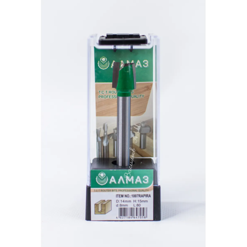 1007 Rapira Z2+1. Фреза пазовая прямая Алмаз D14 H15 L80 d8